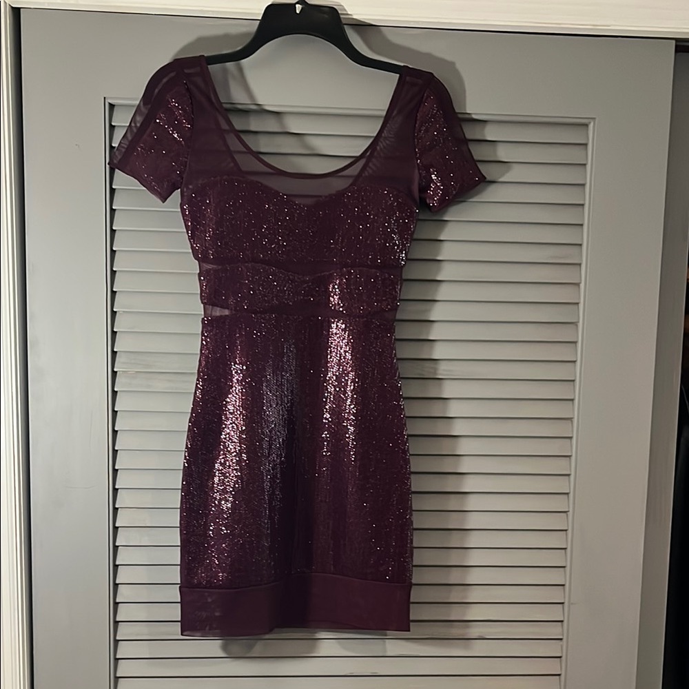 BCBG Purple Sequin Bodycon Mini Dress
